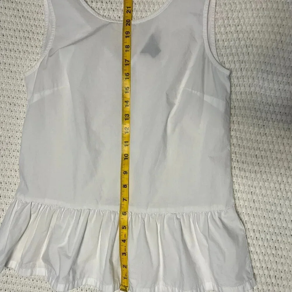 J Crew Bow-Back Peplum Tank Top White XXS Preppy Coquette Professional Corporate